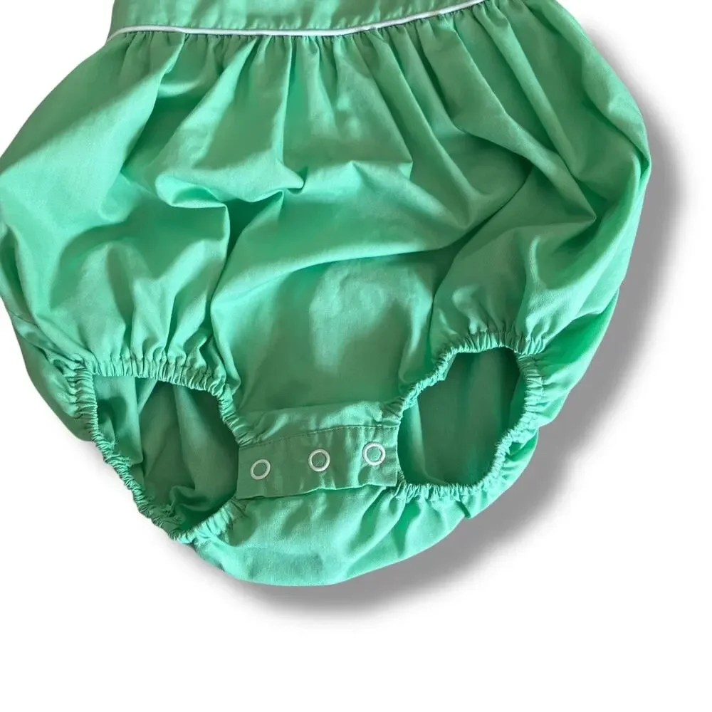 Thread Heirloom Company clover embroidered bib one piece size 18 months